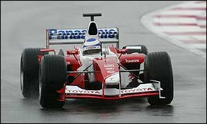 Olivier Panis puts the TF103 into action at the Paul Ricard circuit