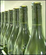 Wines bottles in production