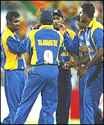Sri Lanka team-mates celebrate