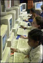 Schoolchildren using computers, BBC
