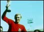 Captain Bobby Moore raises the Jules Rimet trophy for England