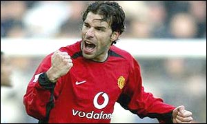 Ruud van Nistelrooy celebrates scoring against West Brom