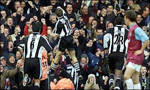 West Ham are shaken when Bellamy scores after only nine minutes