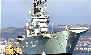 The Ark Royal leaves Portsmouth