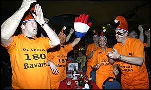 Dutch fans celebrating at the Lakeside