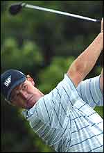 Ernie Els tees off at the Mercedes Championships