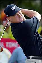 Ernie Els drives off during his final round