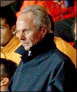 Sven-Goran Eriksson watches England draw with Macedonia 