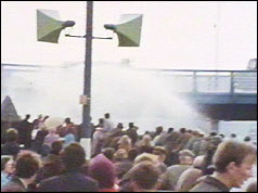 Army uses water canon against protestors