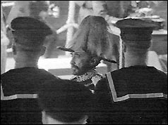 Emperor Haile Selassie inspecting sailors at Portsmouth