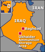Map showing Ukhaider ammunition storage area