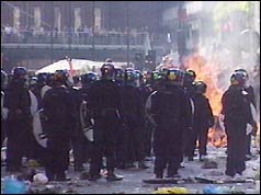 Police during demonstration
