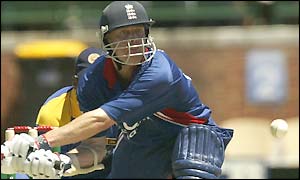 Nick Knight drives on his way to 88 against Sri Lanka