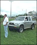 Eduardo Boemo, director of Montes de Oca Cereales, with his pick-up