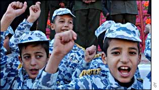 Children in military uniform
