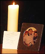 Candle at memorial service