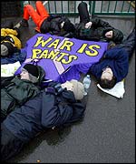 Protests locked to model. Picture by Stuart Emmerson