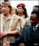 Gaddafi with Zambian President Chiluba