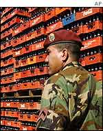 National Guard soldier at Coca-Cola bottling plant, Friday17 January