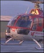 Slate travels by helicopter