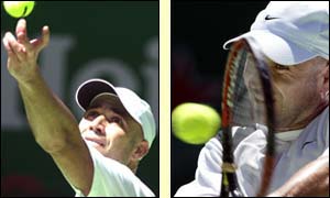 Agassi powerful serves and returns means Grosjean struggles from the start