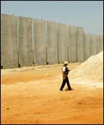 Sections of the proposed fence are under construction