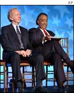 Joe Lieberman (l) and Al Sharpton