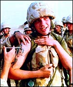 Troops having vaccines in the Gulf War