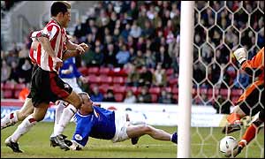 Millwall's Steve Claridge opens the scoring against Southampton