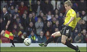 Heidar Helguson scores the winner for Watford against West Brom