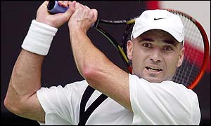 Andre Agassi is in control of the final fromn the start 