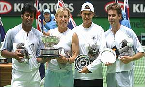 The four finalists receive their trophies