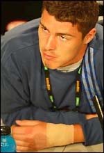 Russia's Marat Safin with his injured wrist