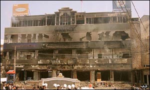 Site of the destroyed Samart Thai Telecommunication office in Phnom Penh
