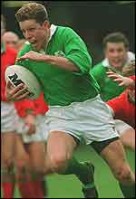 Brendan Mullin in action for Ireland against Wales in 1995