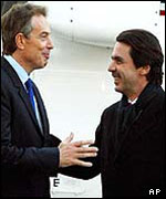Tony Blair and Jose Maria Aznar on Thursday evening in Madrid
