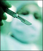 Surgeon holding medical instrument