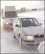 Nose-to-tail in icy conditions