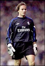 Mark Bosnich in action for Chelsea