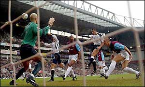 Milan Baros scores the first goal