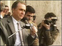 Ion Illiescu addresses crowd in Victory Square