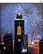 Hong Kong celebrates lunar new year with a firework display