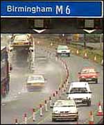 Traffic on the M6 motorway in Birmingham