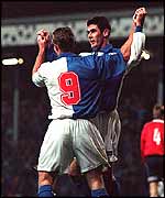Mike Newell with former team-mate Alan Shearer