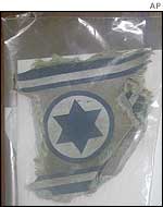 Fragment of fabric with a Jewish Star on it, believed to be part of an Israeli Air Force flag