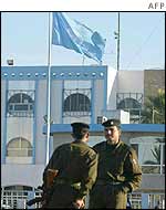 Guards outside UN headquarters in Baghdad