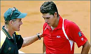 Mark Philippoussis with Australian coach John Fitzgerald