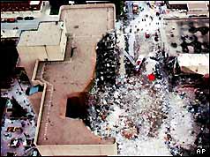 Almost the entire facade of the Alfred Murrah Building in Oklahoma was destroyed