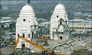 The twin towers are all that remains of Wembley stadium