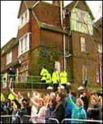 Public protest at plans to use the Coniston Hotel in Sittingbourne, Kent, to house asylum seekers